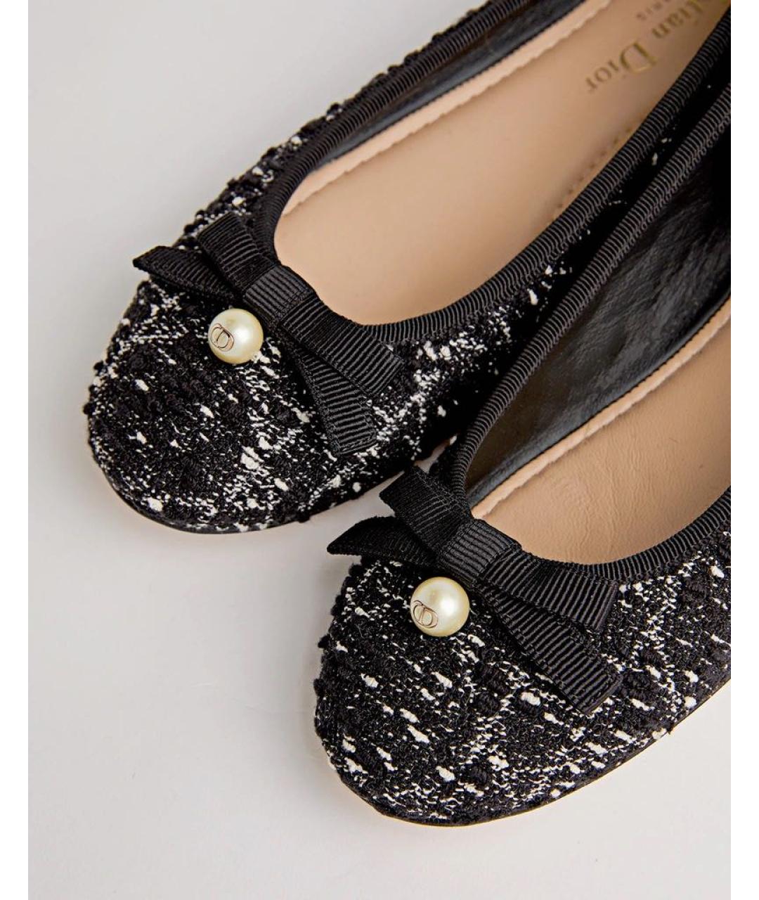 CHRISTIAN DIOR Черные текстильные балетки, фото 2