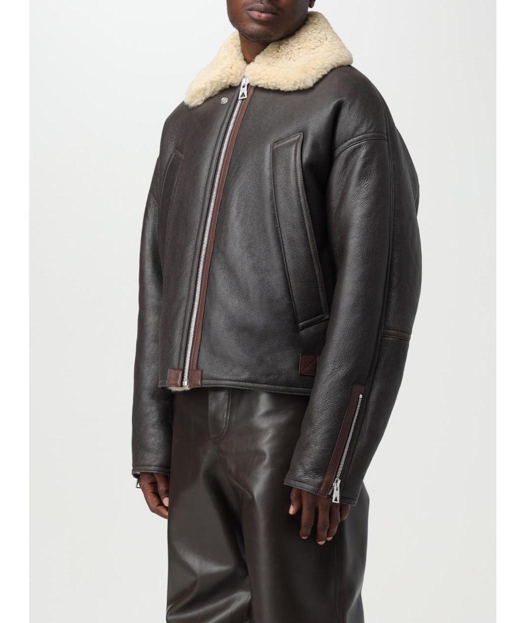 BOTTEGA VENETA Коричневая кожаная дубленка, фото 5