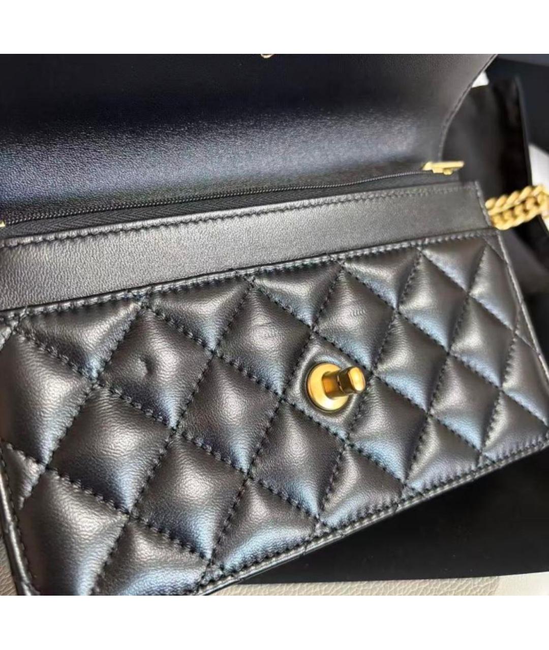 CHANEL Черная кожаная сумка через плечо, фото 6