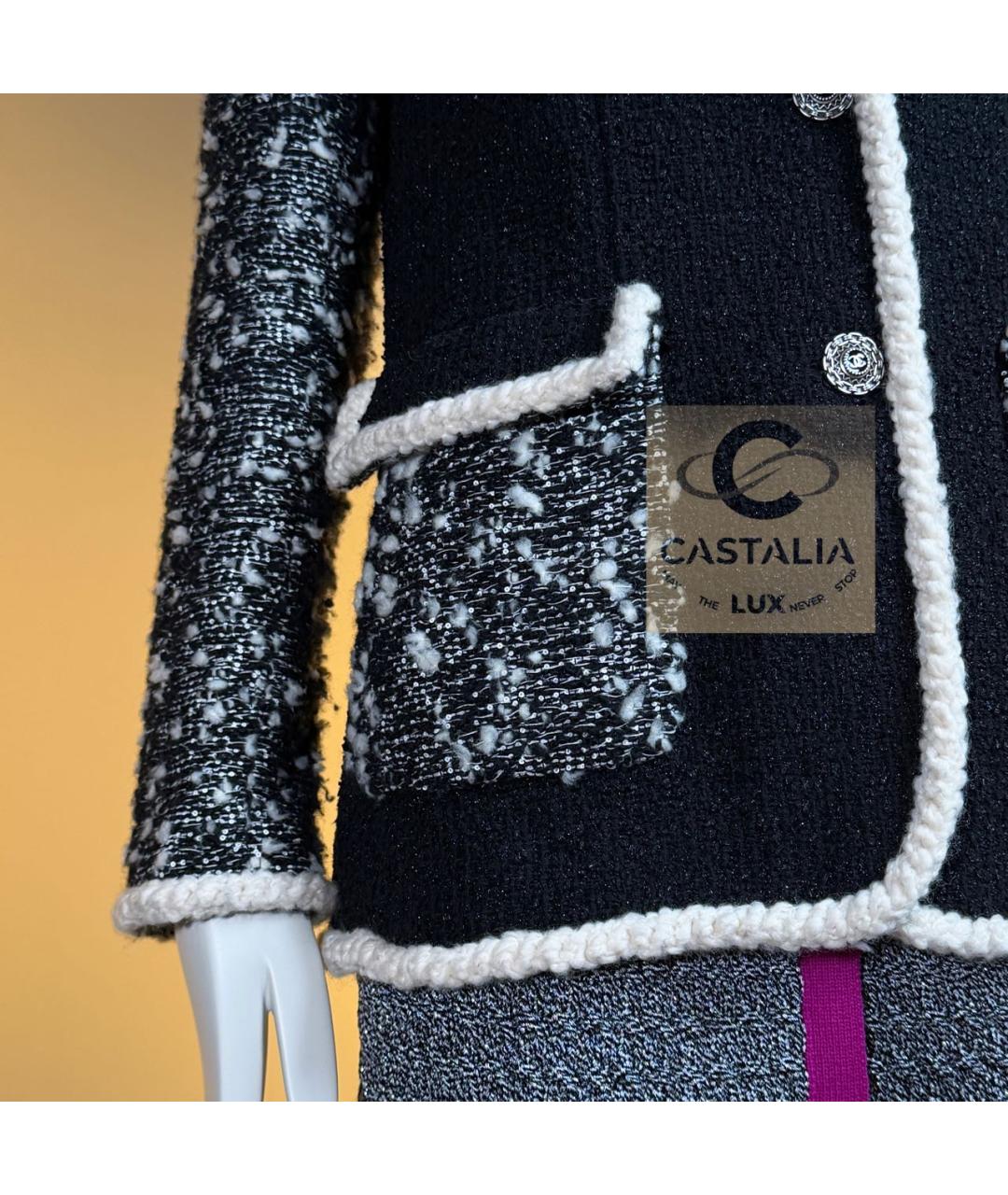 CHANEL Черный твидовый жакет/пиджак, фото 8