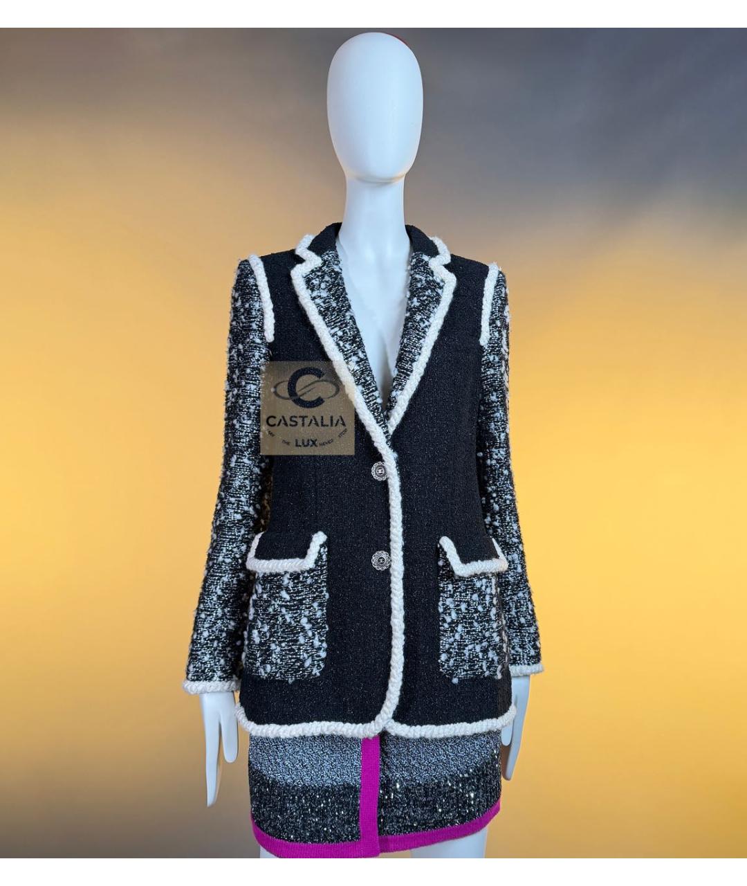 CHANEL Черный твидовый жакет/пиджак, фото 5