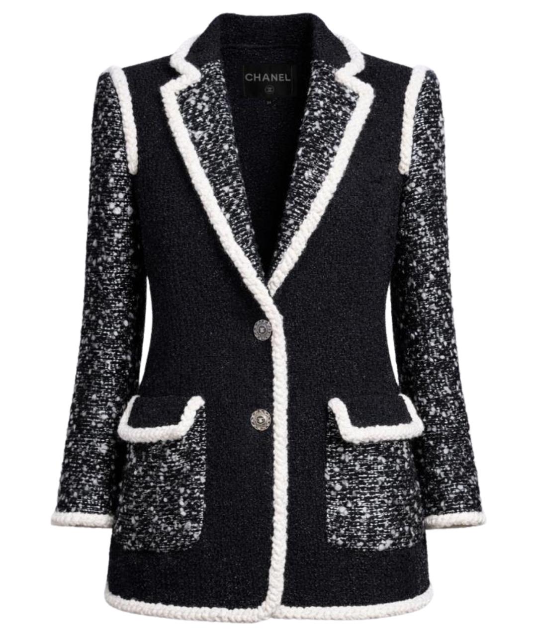 CHANEL Черный твидовый жакет/пиджак, фото 1