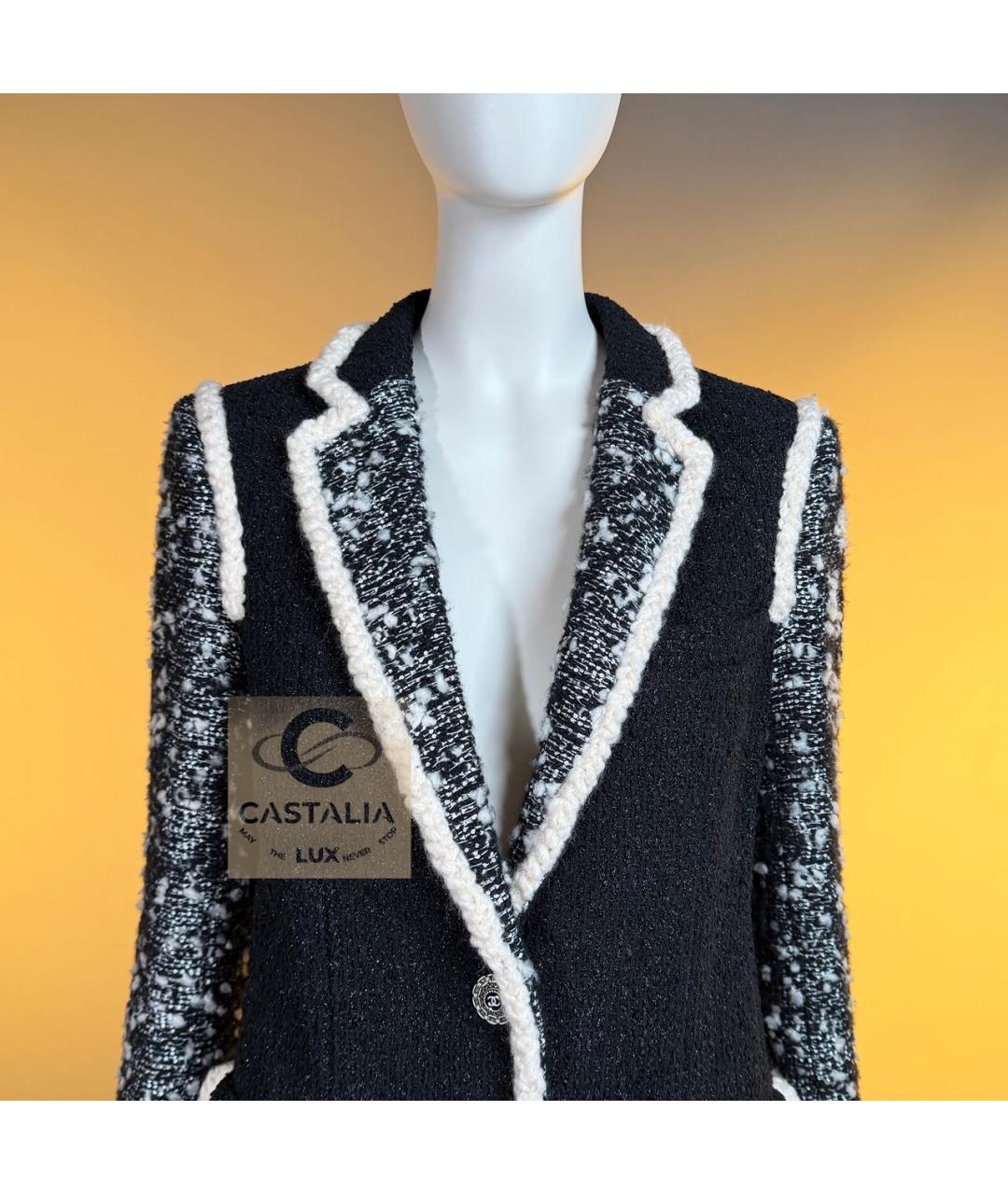 CHANEL Черный твидовый жакет/пиджак, фото 6