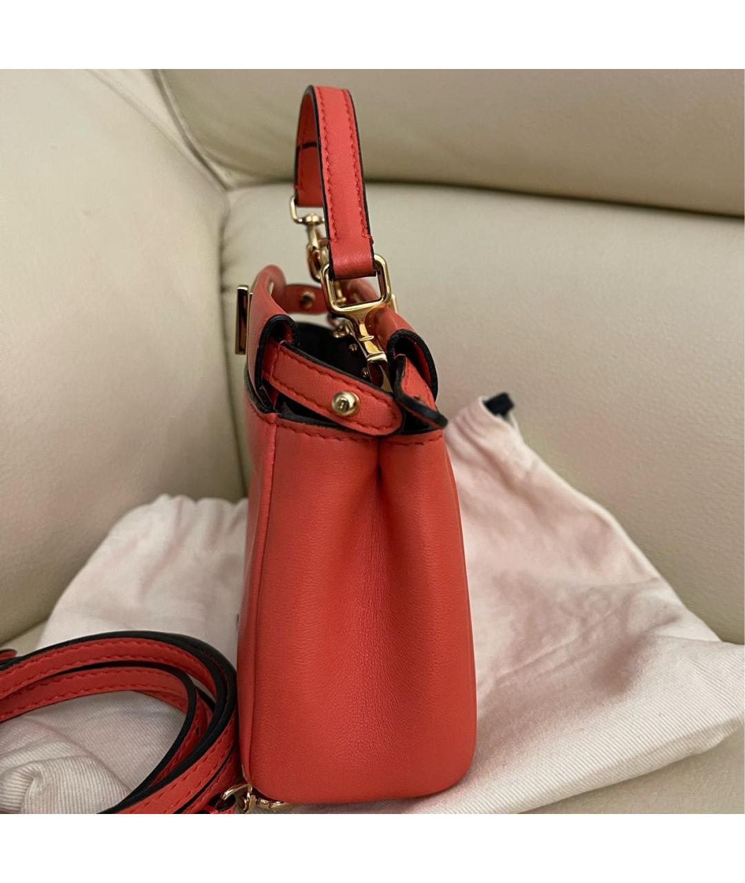 FENDI Коралловая кожаная сумка с короткими ручками, фото 2