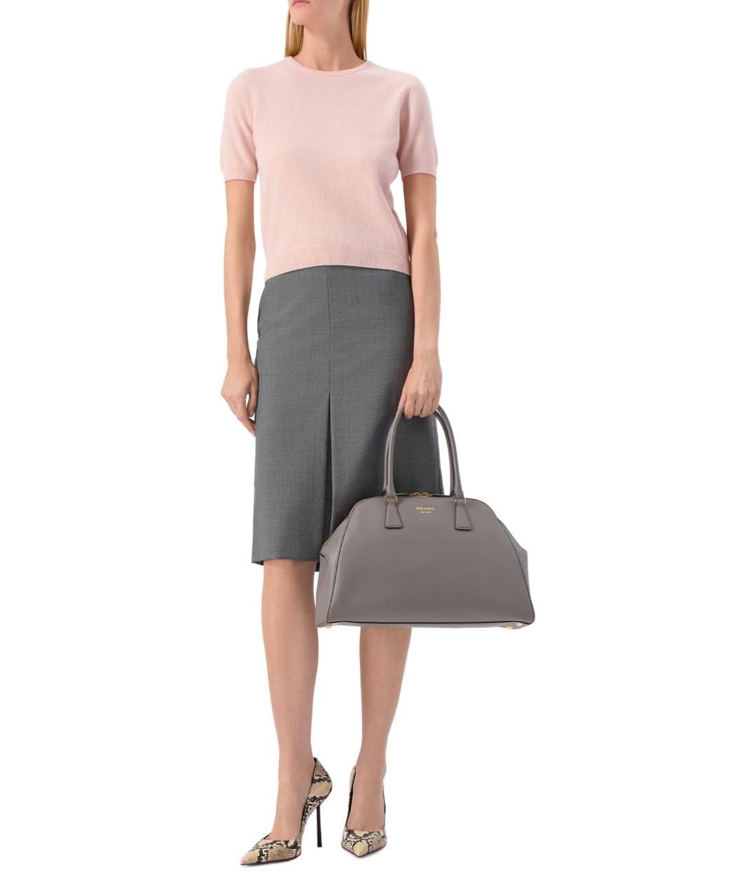 PRADA Серая кожаная сумка тоут, фото 7