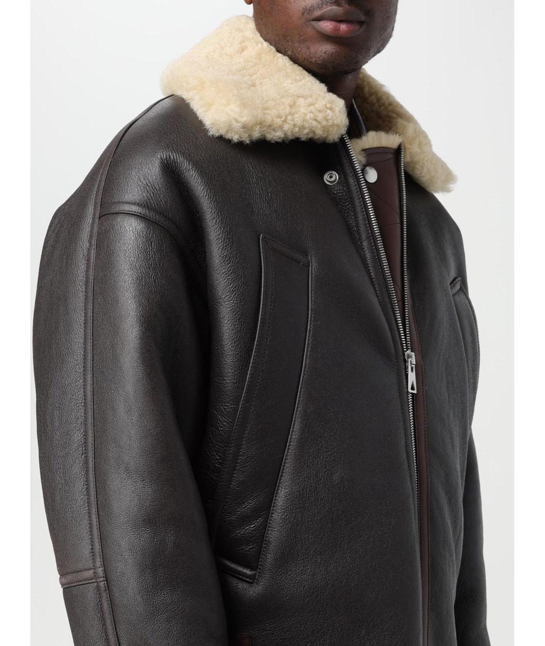 BOTTEGA VENETA Коричневая кожаная дубленка/шуба, фото 5