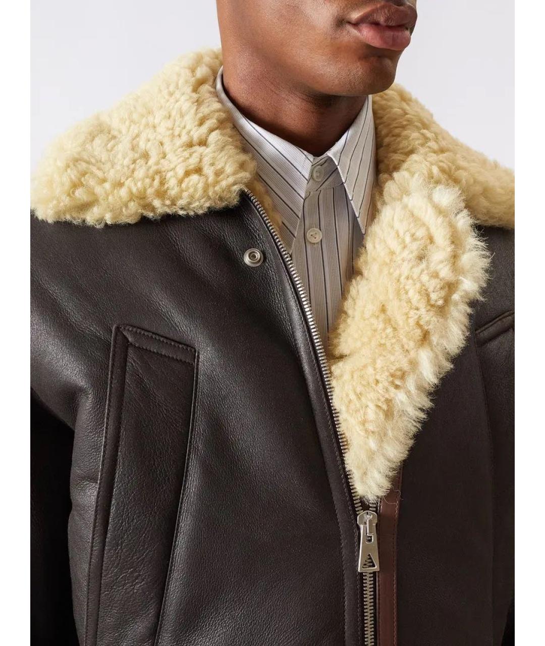 BOTTEGA VENETA Коричневая кожаная дубленка/шуба, фото 8