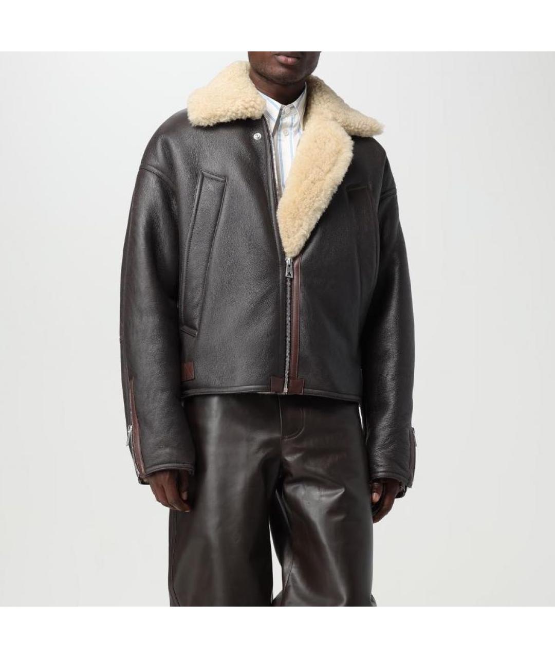 BOTTEGA VENETA Коричневая кожаная дубленка/шуба, фото 6