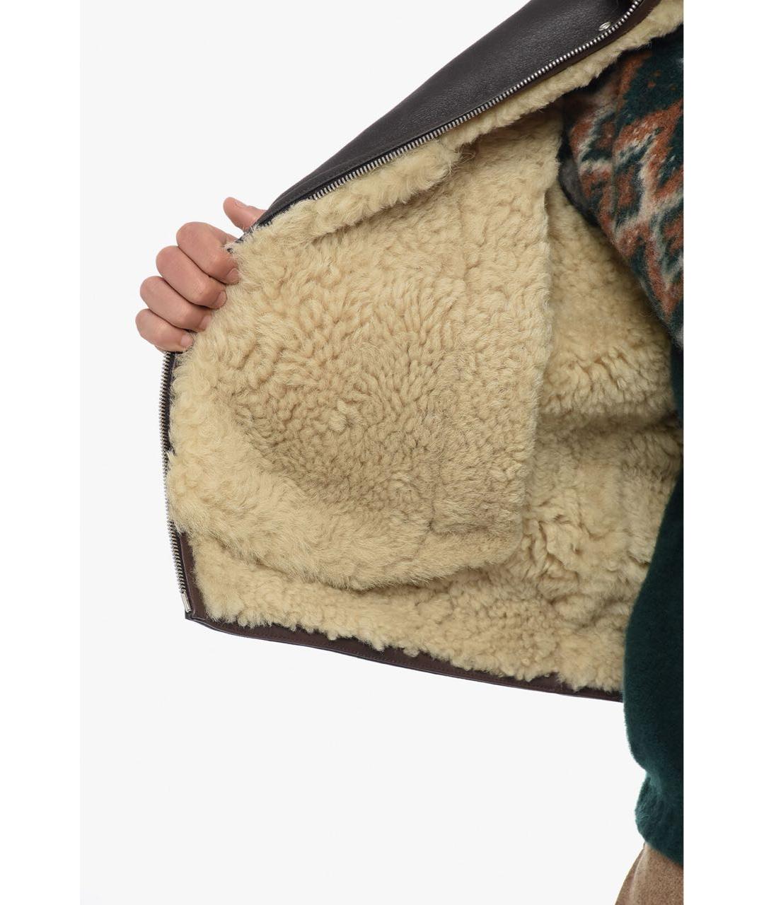 BOTTEGA VENETA Коричневая кожаная дубленка/шуба, фото 7