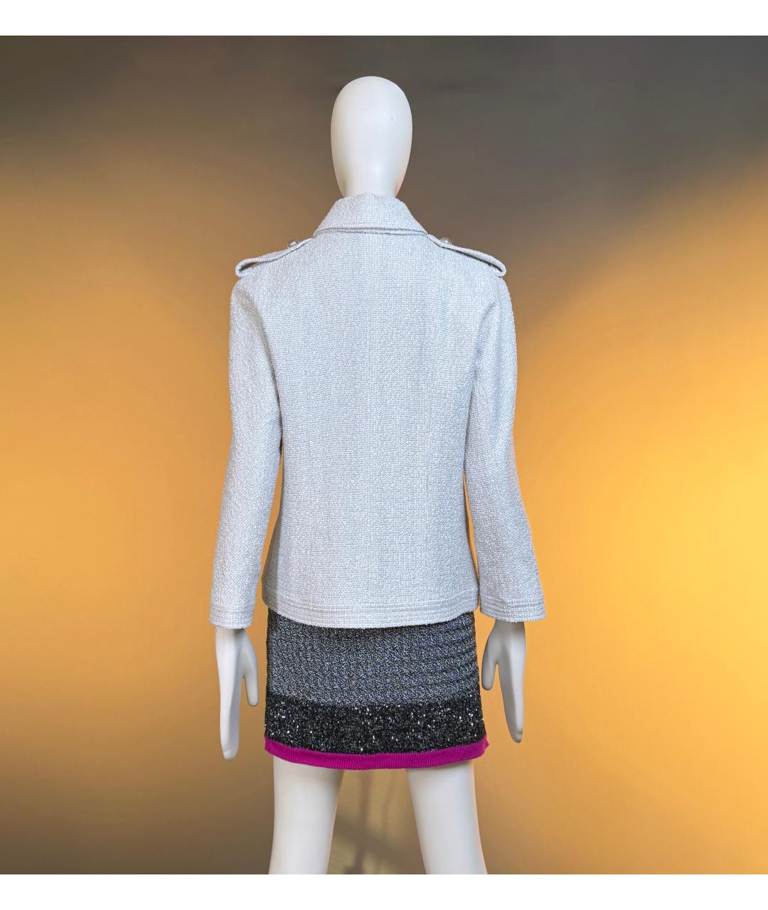 CHANEL Серый твидовый жакет/пиджак, фото 5