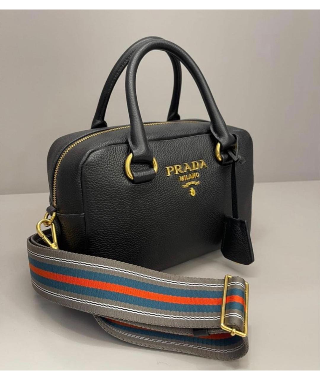 PRADA Черная кожаная сумка тоут, фото 2