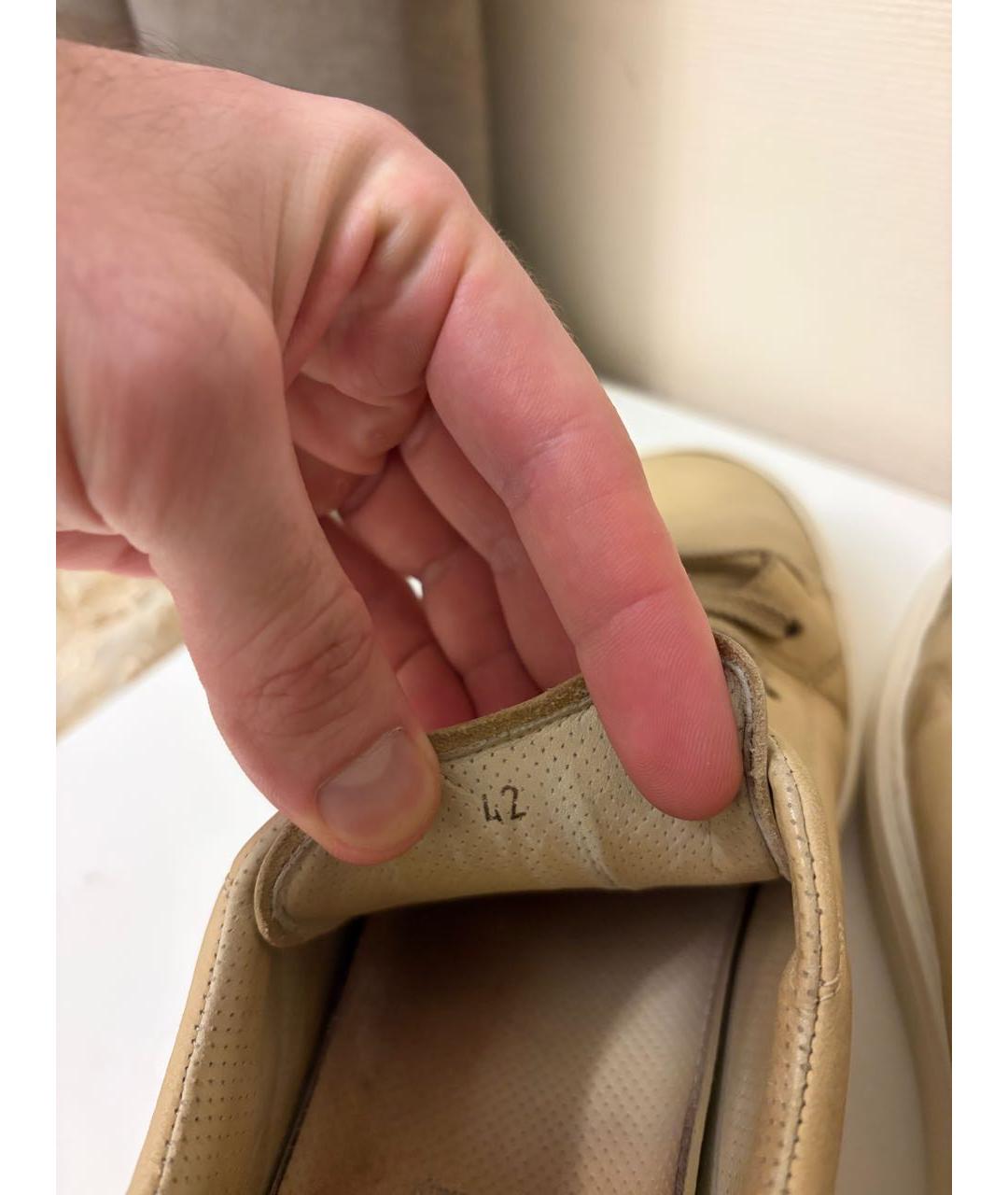 BRUNELLO CUCINELLI Бежевые кожаные низкие кроссовки / кеды, фото 6