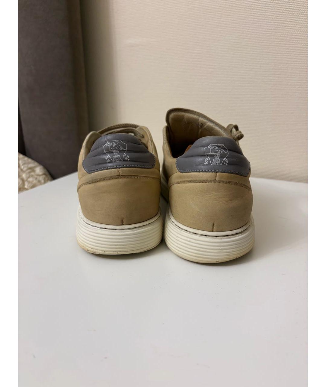 BRUNELLO CUCINELLI Бежевые кожаные низкие кроссовки / кеды, фото 5