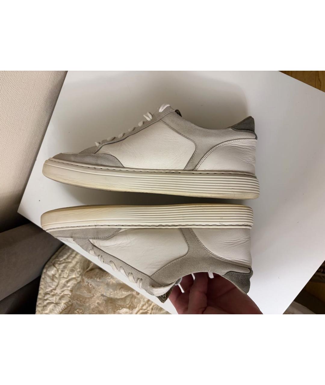 BRUNELLO CUCINELLI Белые кожаные низкие кроссовки / кеды, фото 5