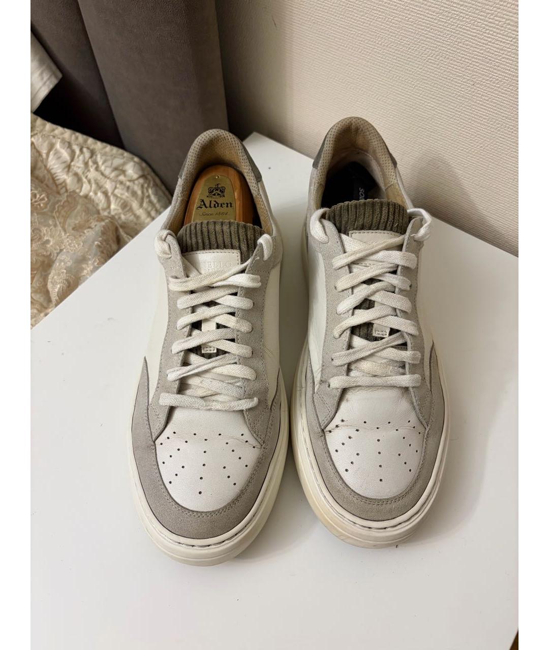 BRUNELLO CUCINELLI Белые кожаные низкие кроссовки / кеды, фото 3