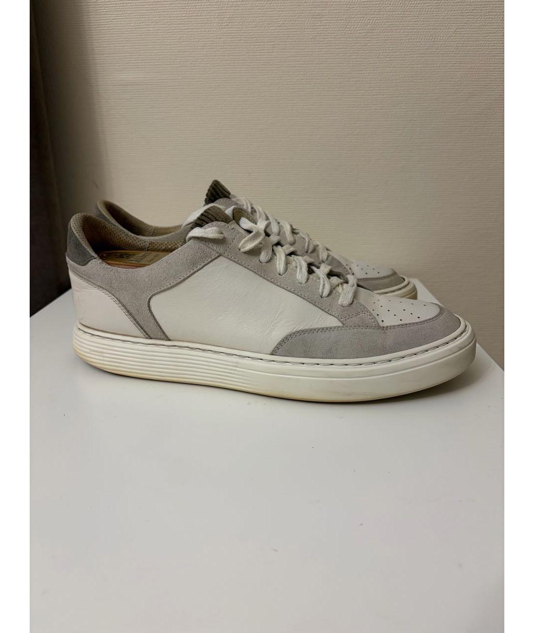 BRUNELLO CUCINELLI Белые кожаные низкие кроссовки / кеды, фото 2