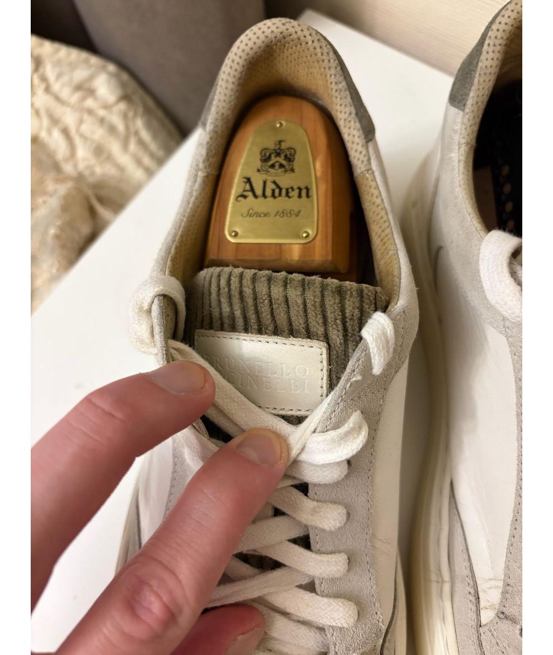 BRUNELLO CUCINELLI Белые кожаные низкие кроссовки / кеды, фото 4