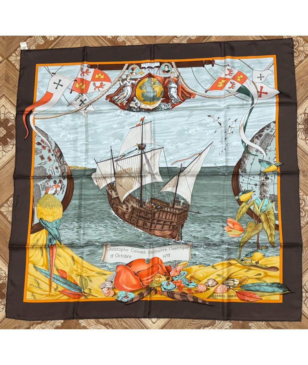 HERMES Мульти шелковый платок, фото 5