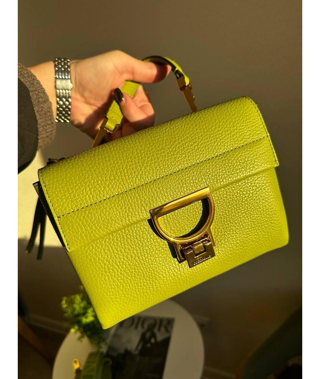 COCCINELLE Салатовая кожаная сумка с короткими ручками, фото 5
