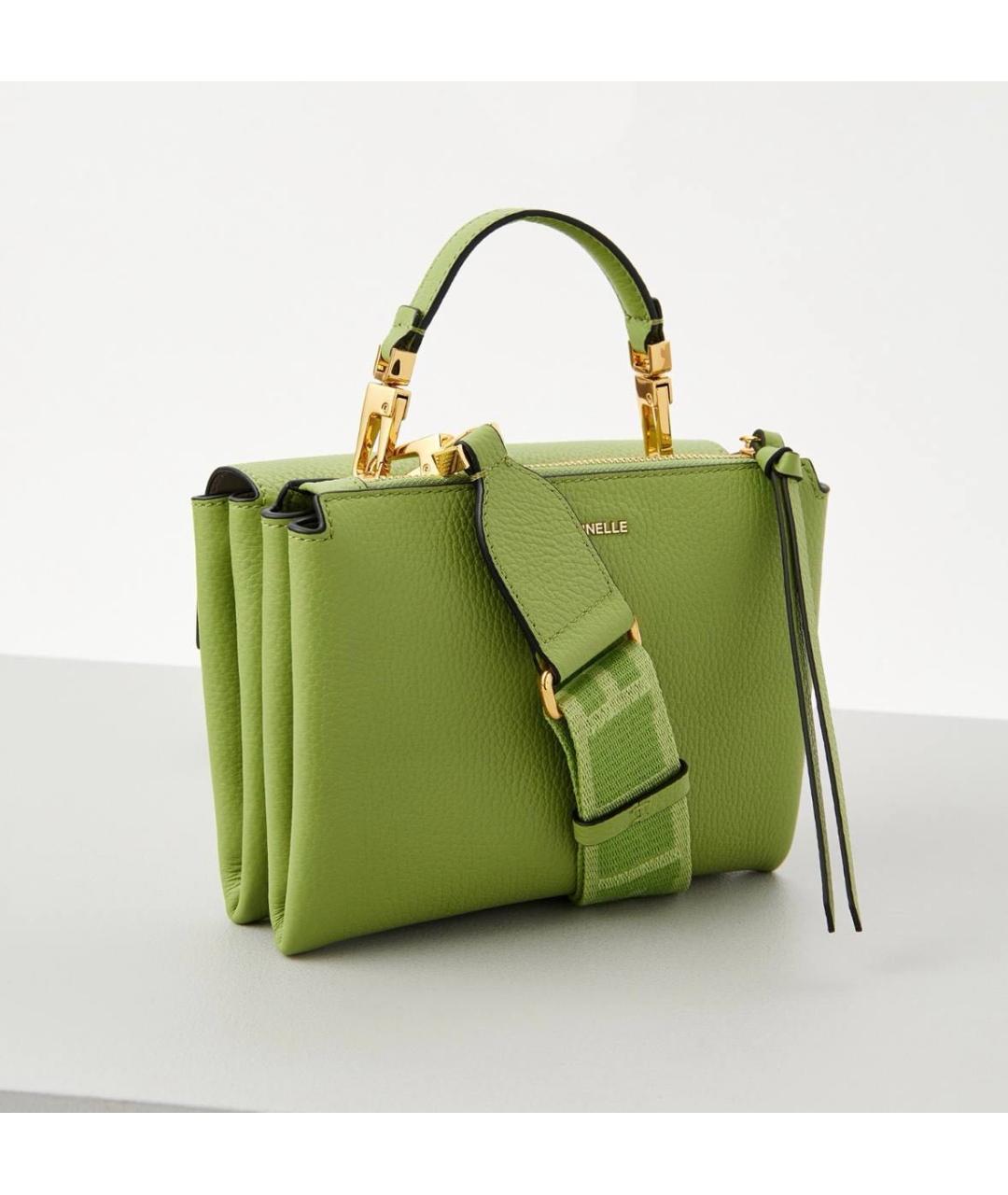COCCINELLE Салатовая кожаная сумка с короткими ручками, фото 3