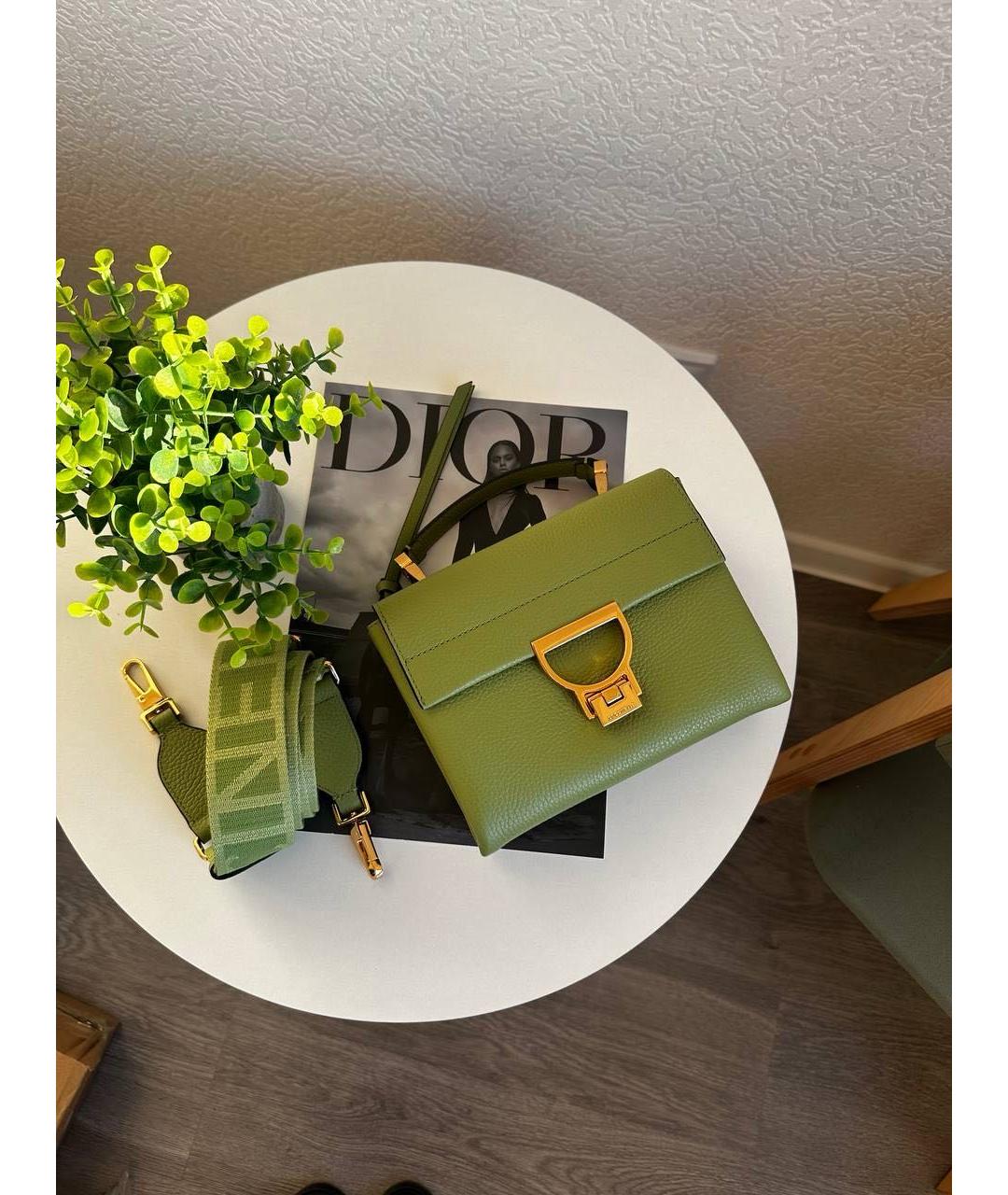 COCCINELLE Салатовая кожаная сумка с короткими ручками, фото 6