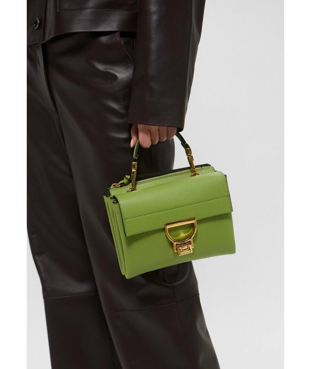 COCCINELLE Салатовая кожаная сумка с короткими ручками, фото 2