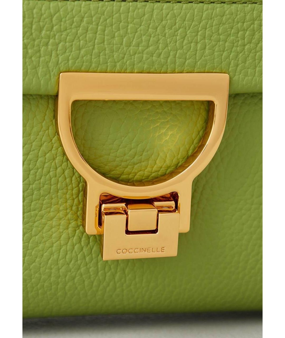 COCCINELLE Салатовая кожаная сумка с короткими ручками, фото 4