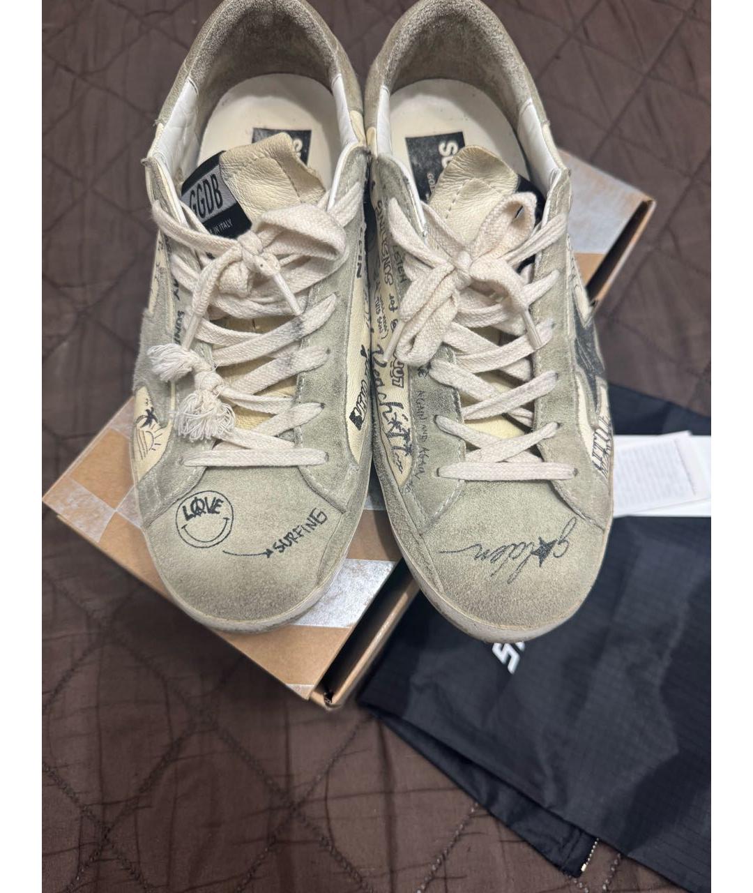 GOLDEN GOOSE DELUXE BRAND Бежевые кожаные кеды, фото 2