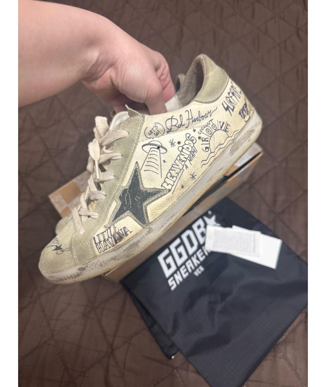 GOLDEN GOOSE DELUXE BRAND Бежевые кожаные кеды, фото 7