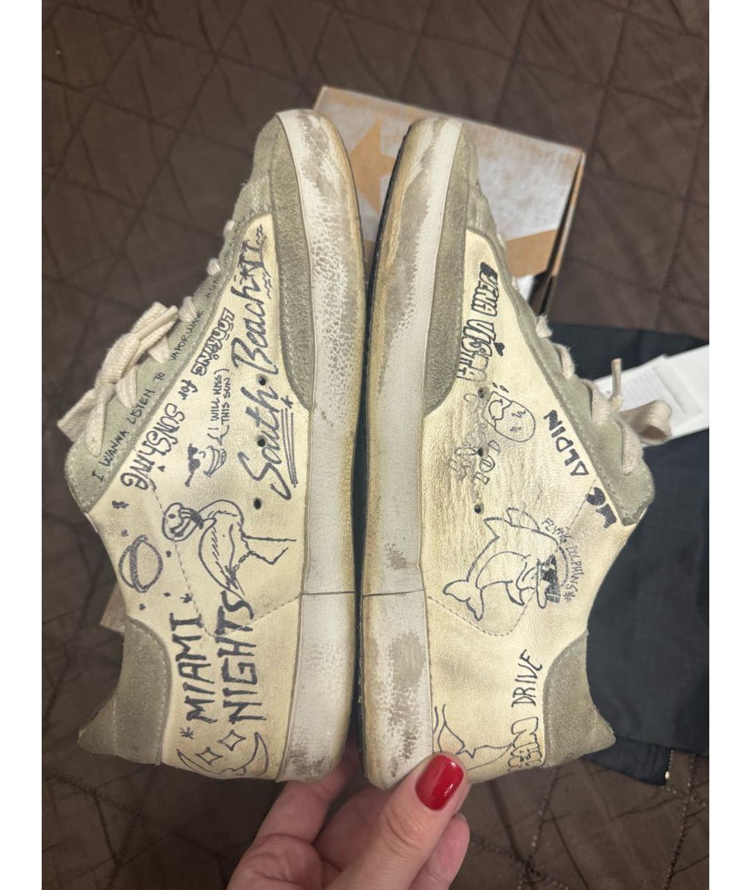 GOLDEN GOOSE DELUXE BRAND Бежевые кожаные кеды, фото 8