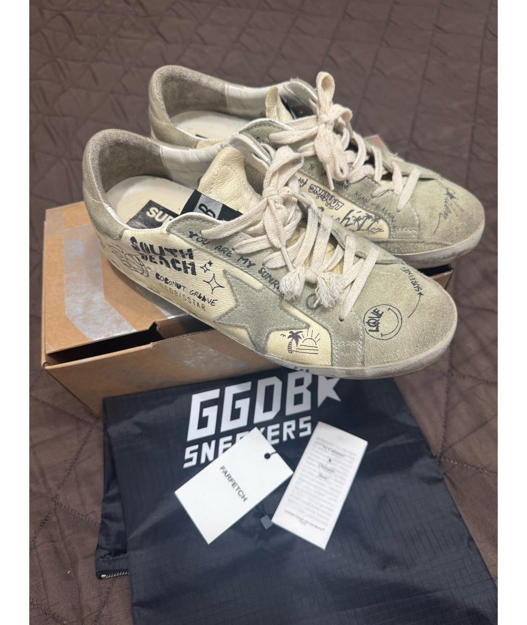 GOLDEN GOOSE DELUXE BRAND Бежевые кожаные кеды, фото 5