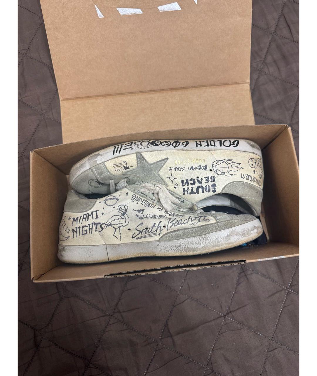 GOLDEN GOOSE DELUXE BRAND Бежевые кожаные кеды, фото 6