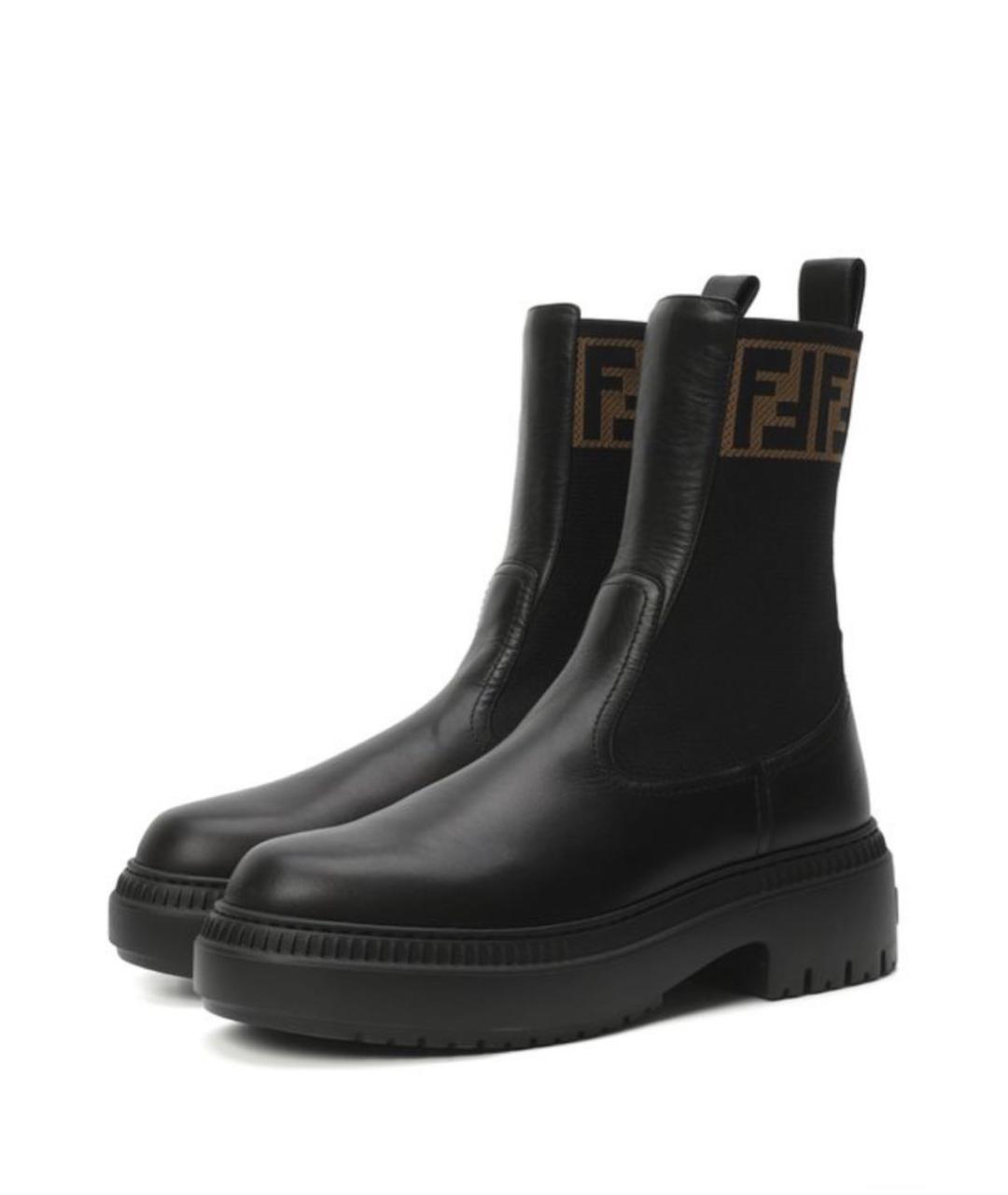 FENDI Черные кожаные ботинки, фото 3