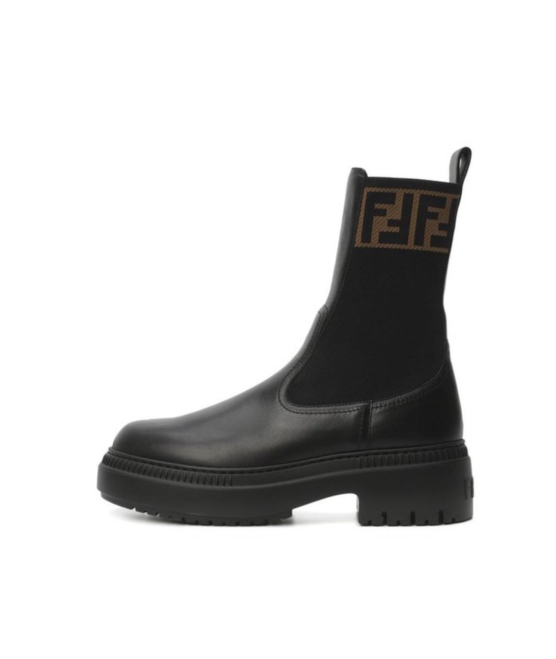 FENDI Черные кожаные ботинки, фото 5