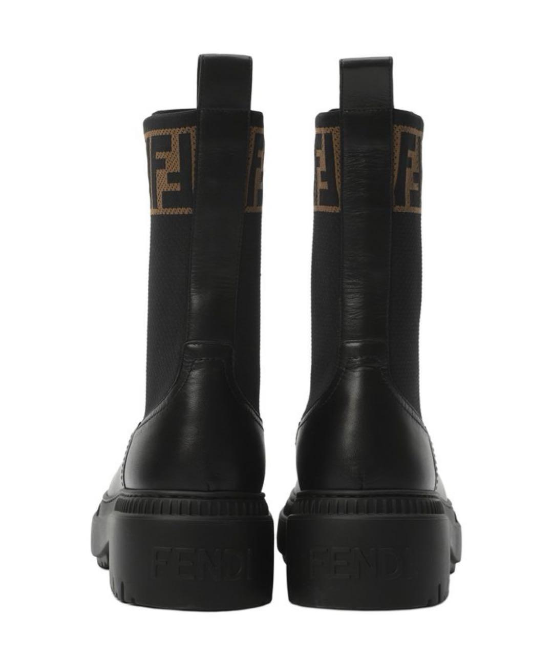FENDI Черные кожаные ботинки, фото 4