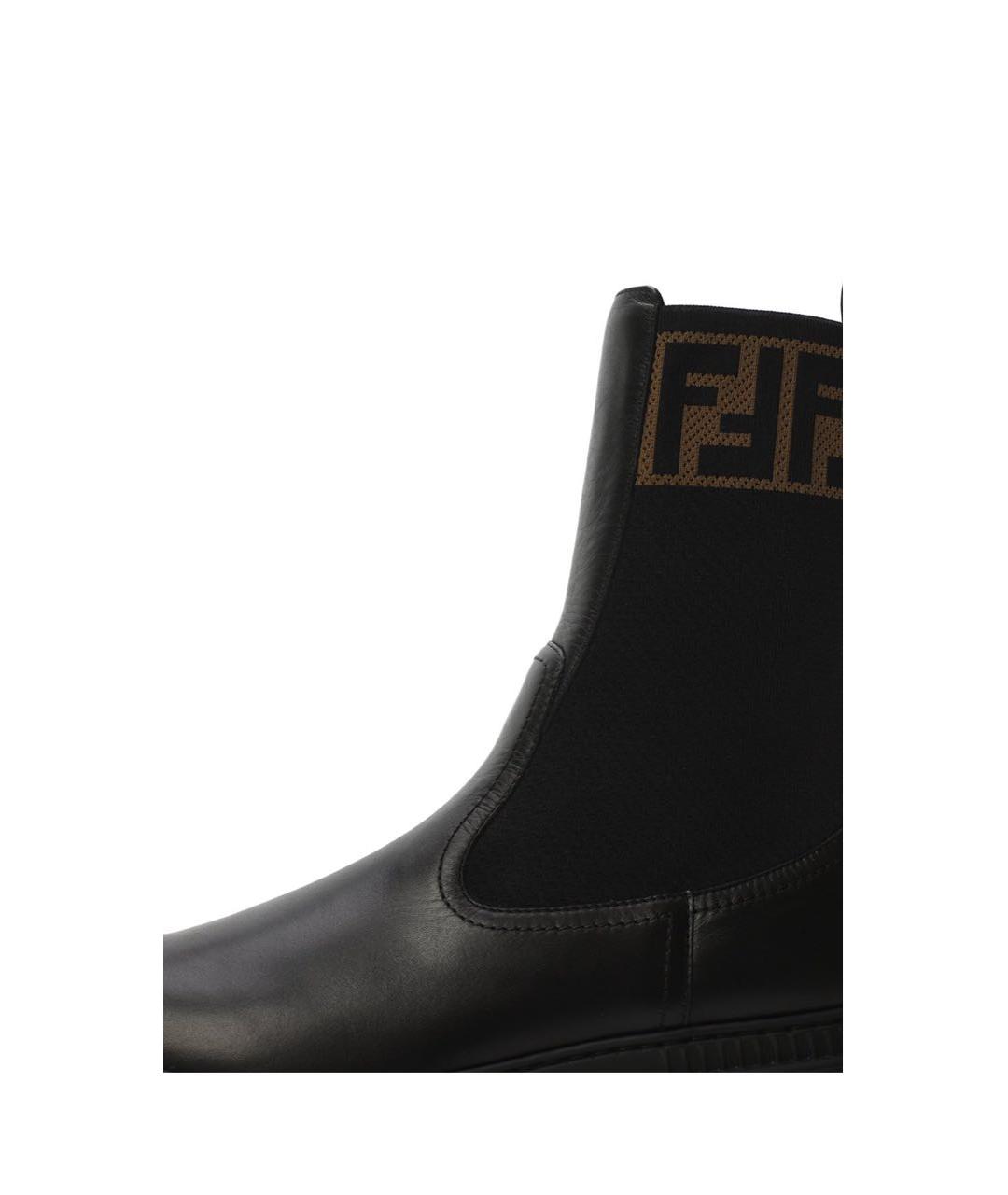 FENDI Черные кожаные ботинки, фото 6