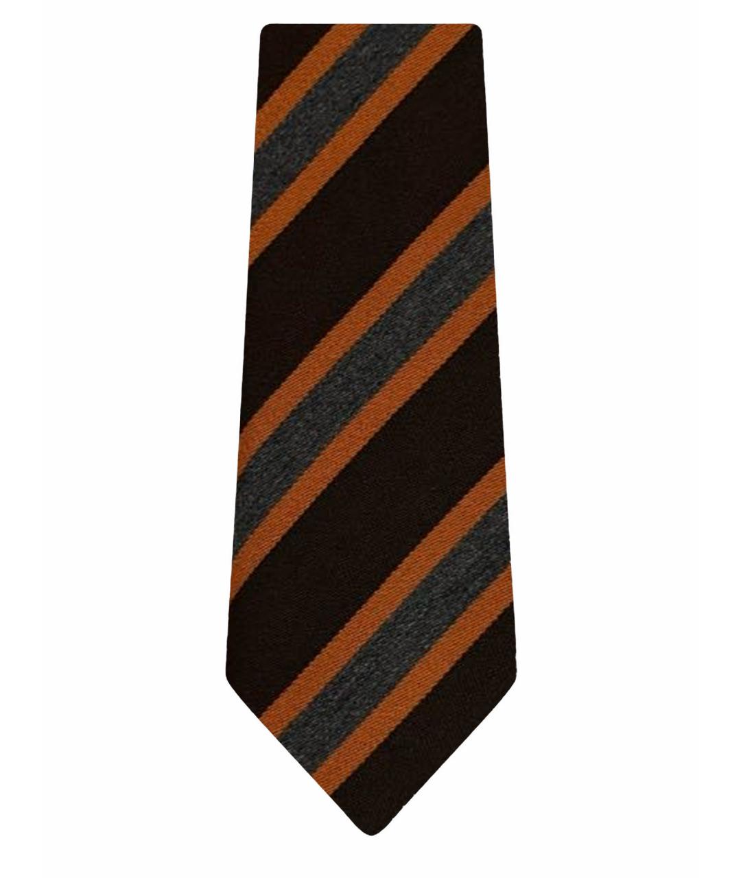 HERMES Коричневый шерстяной галстук, фото 1