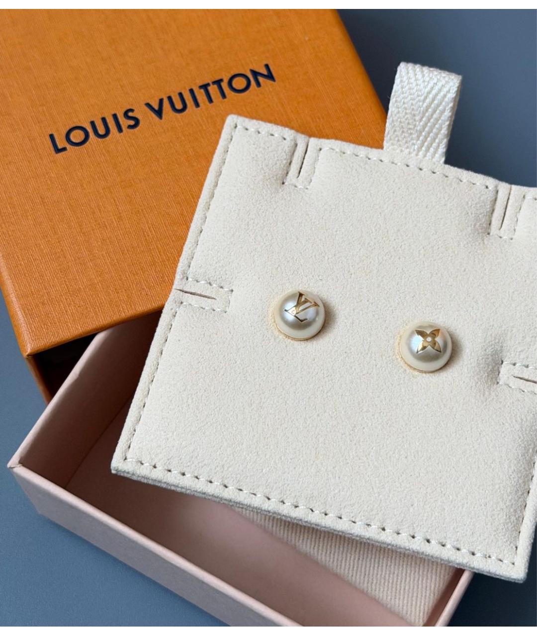 LOUIS VUITTON Белые металлические серьги, фото 3