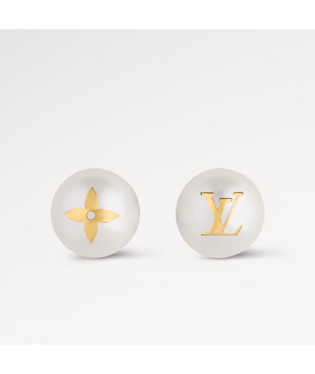 LOUIS VUITTON Белые металлические серьги, фото 4