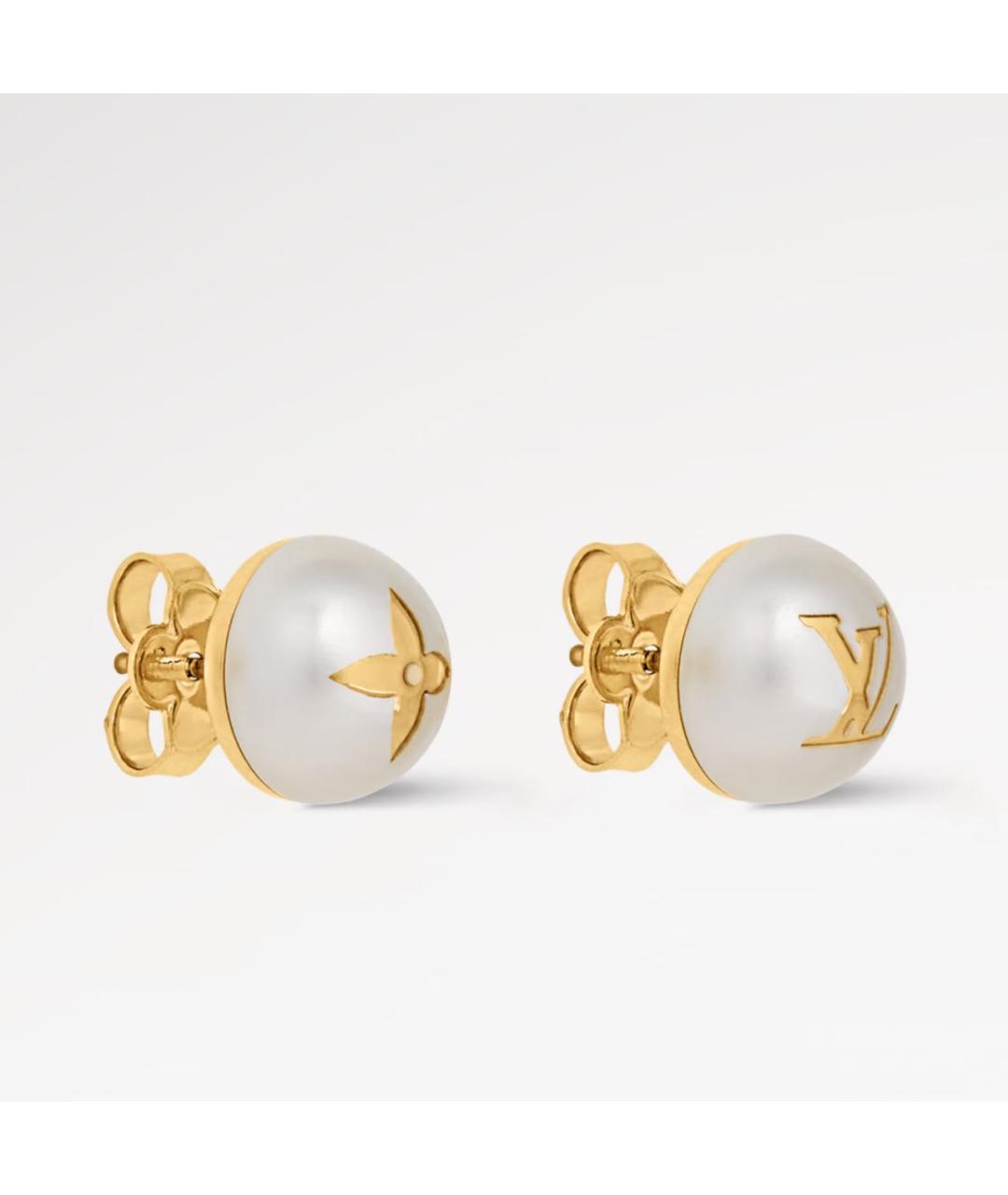 LOUIS VUITTON Белые металлические серьги, фото 2