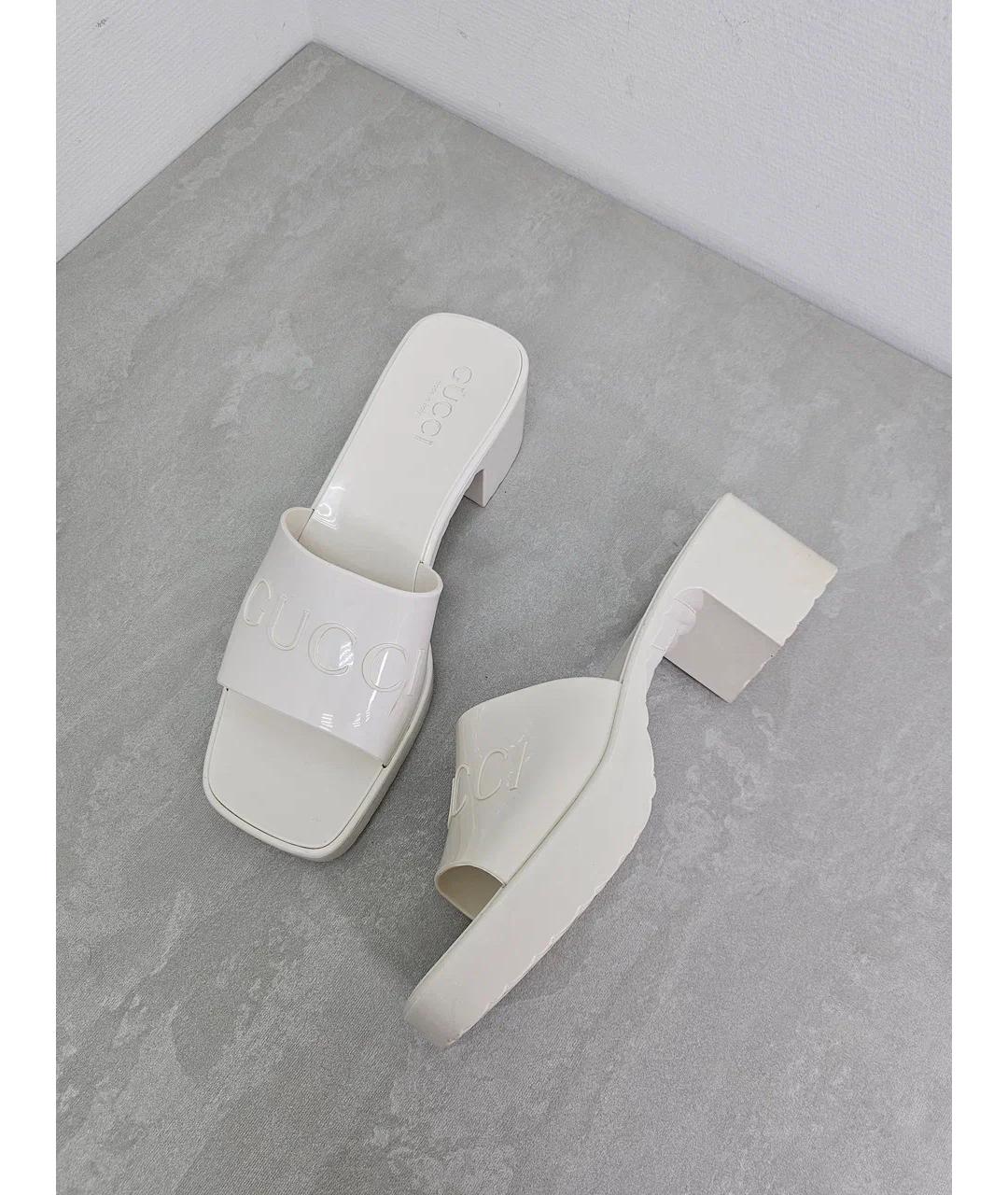 GUCCI Белые резиновые мюли, фото 7