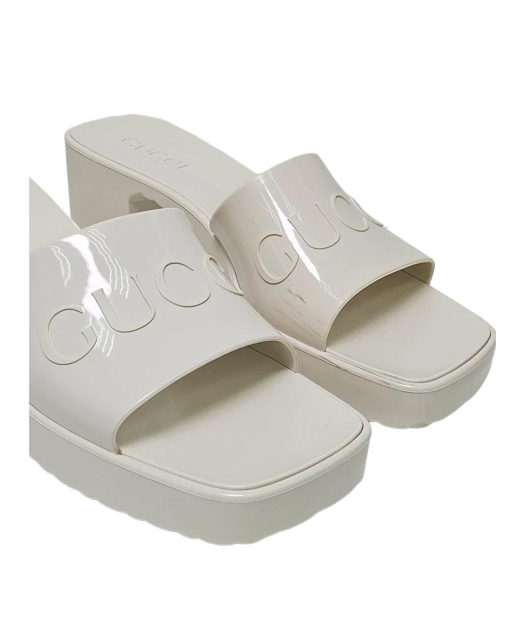 GUCCI Белые резиновые мюли, фото 3
