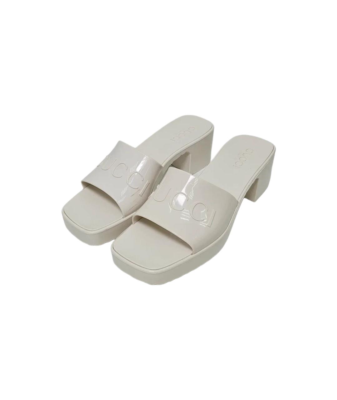 GUCCI Белые резиновые мюли, фото 4