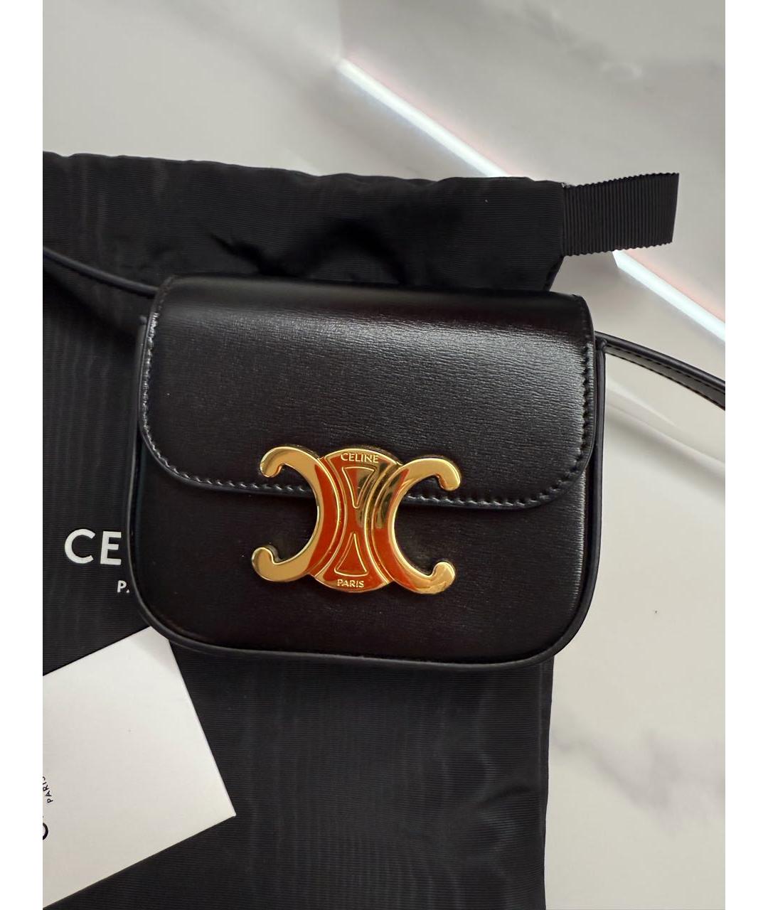 CELINE Черная кожаная поясная сумка, фото 5