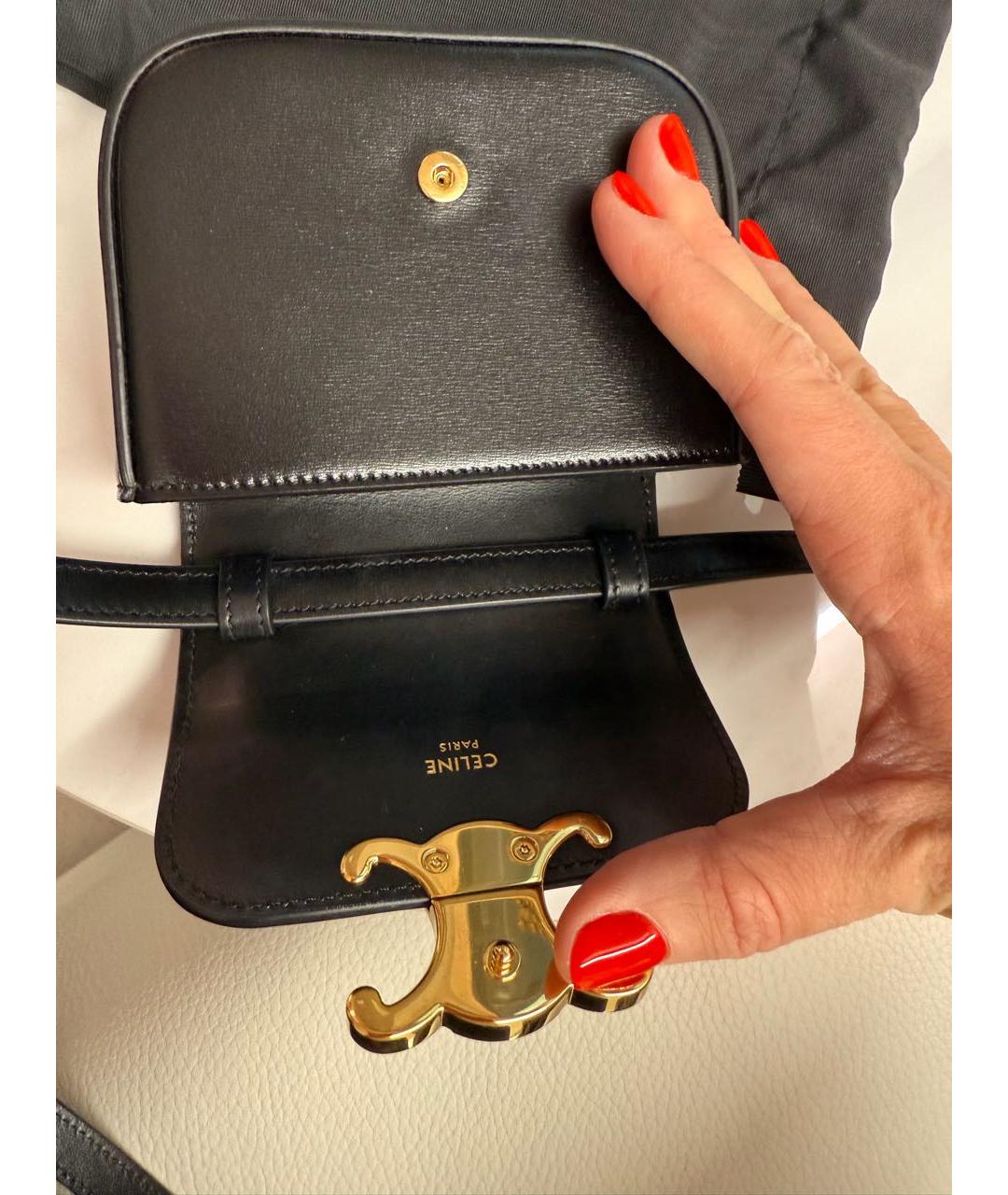 CELINE Черная кожаная поясная сумка, фото 2