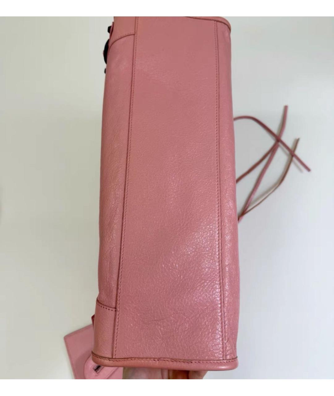 BALENCIAGA Розовая кожаная сумка с короткими ручками, фото 6
