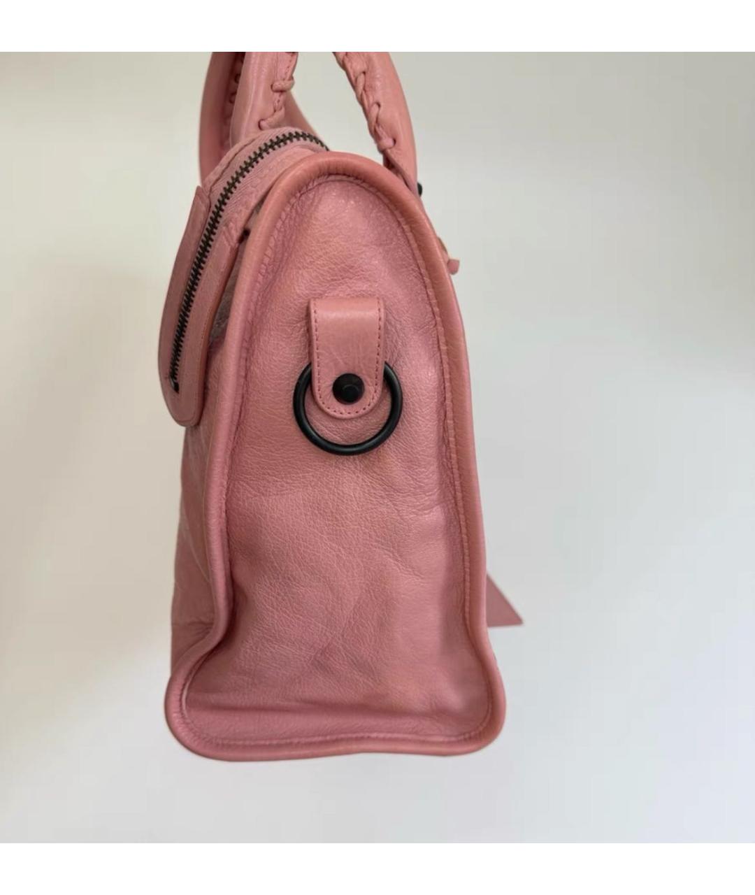 BALENCIAGA Розовая кожаная сумка с короткими ручками, фото 4