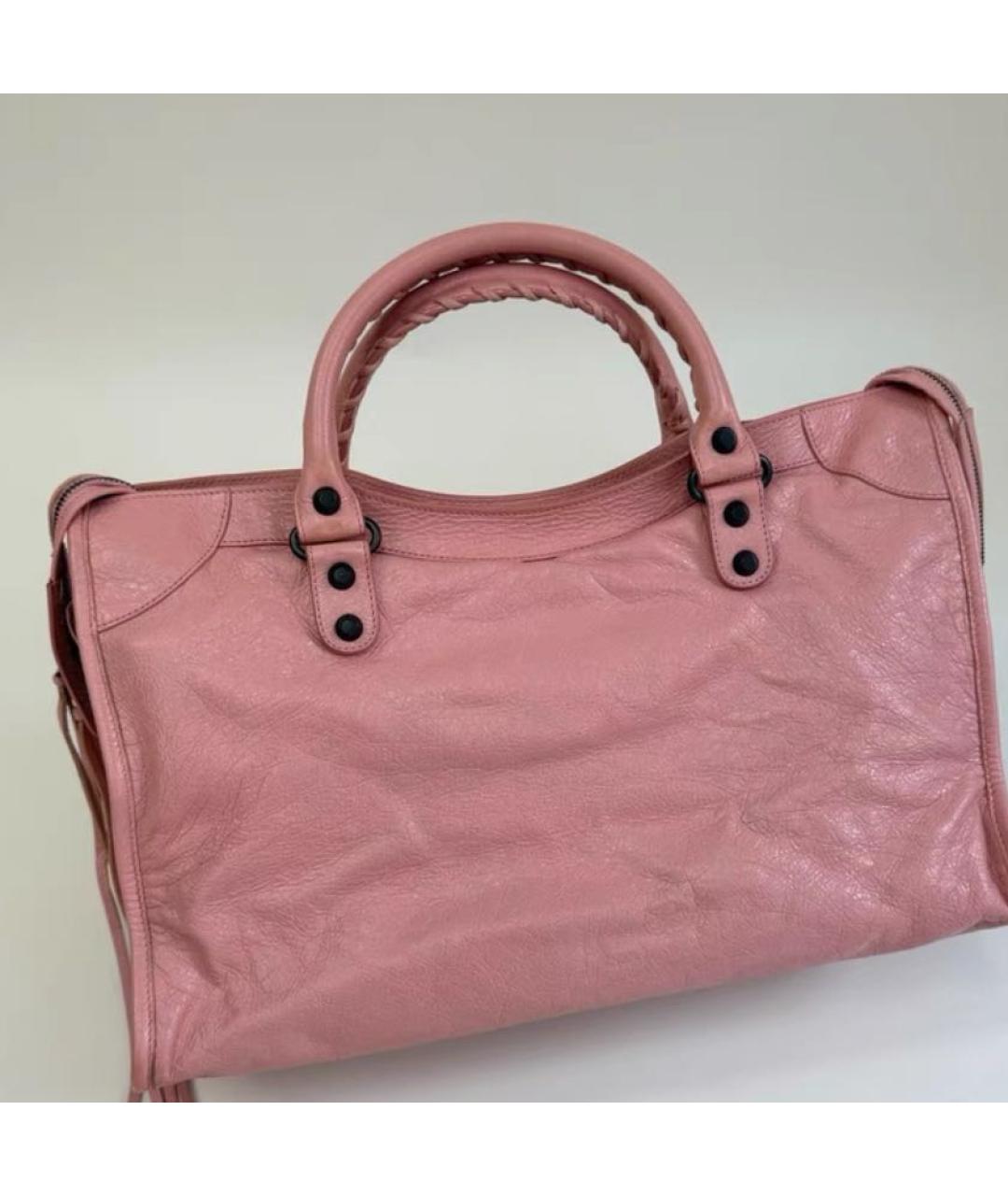 BALENCIAGA Розовая кожаная сумка с короткими ручками, фото 3