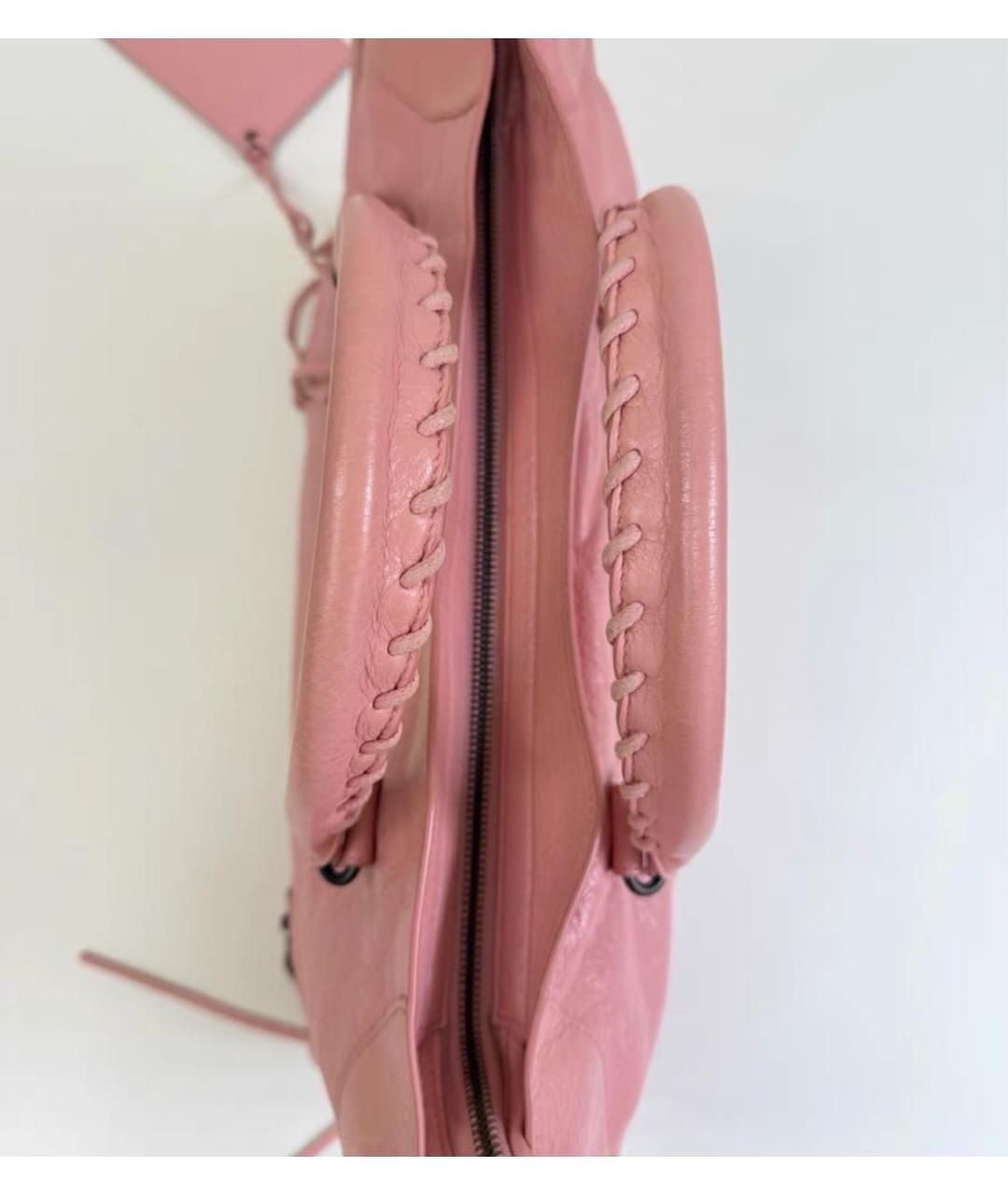 BALENCIAGA Розовая кожаная сумка с короткими ручками, фото 5