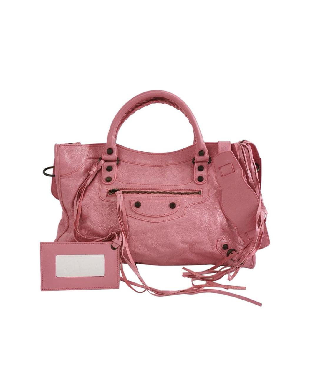 BALENCIAGA Розовая кожаная сумка с короткими ручками, фото 1